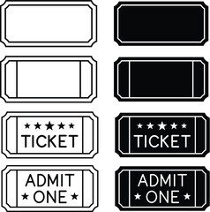 Ticket / Admit One Clipart Set - Vector Graphic