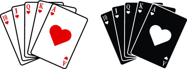 Royal Flush Card Hand Clipart Set