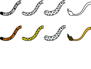 Big Cat Tails of Tiger, Lion, Leopard and Jaguar  - Clipart Set