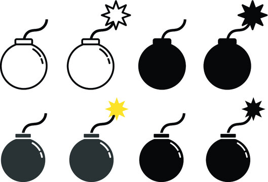Cartoon Bomb Clipart Set - Vector Drawin