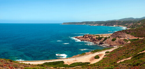 Sardegna, panorama della costa di Marina di Arbus, Italia, Europa 