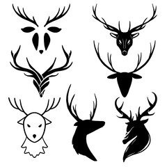Fototapeta premium Graphic black deer icons