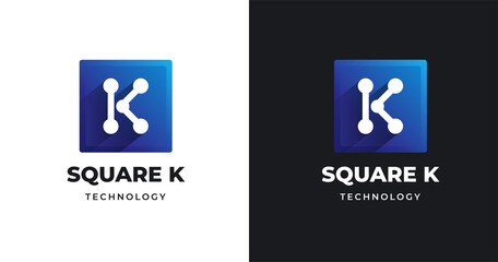 Letter K logo design template with square shape style