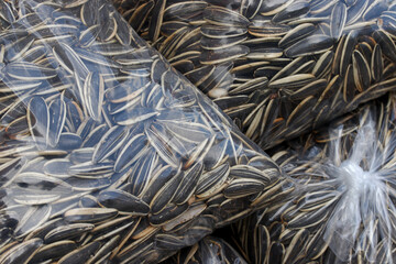 close-up dried sunflower seeds background