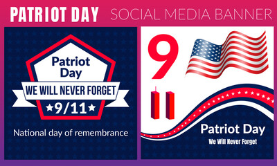 USA Patriot Day illustration. patriotic template for greeting card, flyer, poster, banner. American flag, candle, holiday message. We will never forget the Victims of 9.11 Terrorist Attacks.