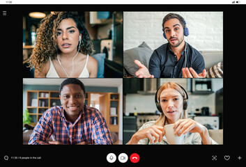 Business people meeting on a video call.