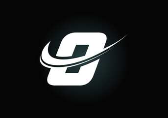 Initial letter O with swoosh, black and white logo template. Modern vector logotype for business and company identity.