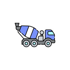 Concrete truck sign olor line icon. Road construction.