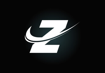 Initial letter Z with swoosh, black and white logo template. Modern vector logotype for business and company identity.