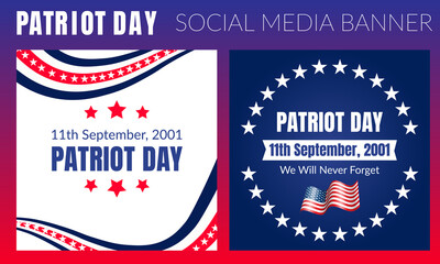 Patriot day typographic emblem. 9-11 logo, We Will Never Forget. Vector illustration. 11 september. Design for postcard, flyer, poster, banner or t-shirt.