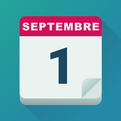 Calendrier 1er septembre (flat design)