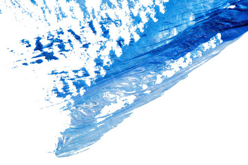 blue abstract acrylic painting color texture on white paper background by using rorschach inkblot method