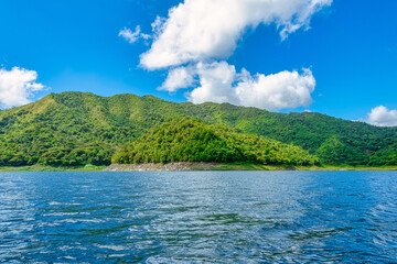 Hanabanilla lake landscape in Villa Clara, Cuba