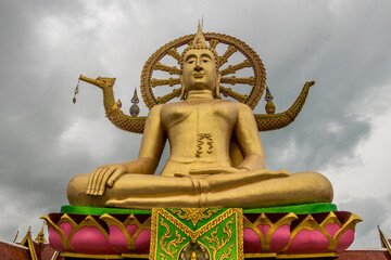 Golden Big Buddha statue Wat Phra Yai temple Koh Samui.