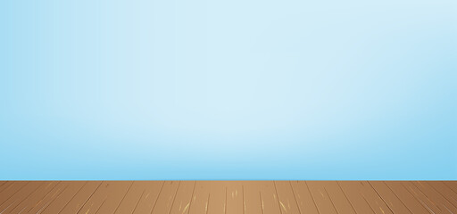 Vector illustration of blue background with wood board