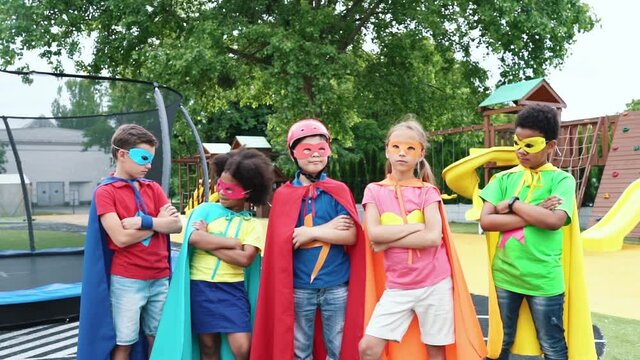 Children studying and having fun at school. Multiethnic group of kids learning at the primary school