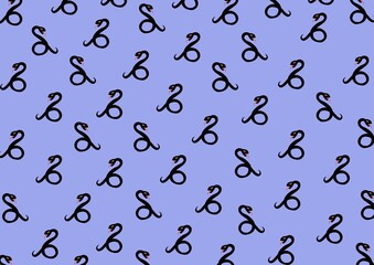 Pattern of black snakes on a bright purple background. Little snakes