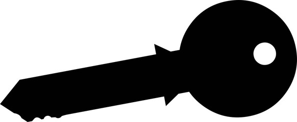 Vector illustration of the silhouette of a door key
