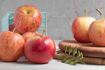 Sweet red apple, organic and healthy food concept.