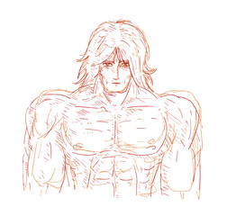 Muscle man hand draw