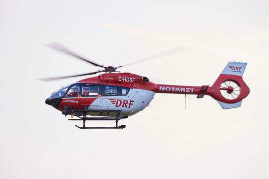 SIEGELSDORF, GERMANY - MAY 23 2021: DRF Luftrettung Airbus Helicopter H145, Emergency helicopter