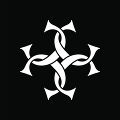 Initial letter C, C4 or 4C logo template with vintage sacred chain link illustration in flat design monogram symbol