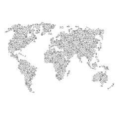 World map from black pattern set icons of SEO analysis concept or development, business. Vector illustration.