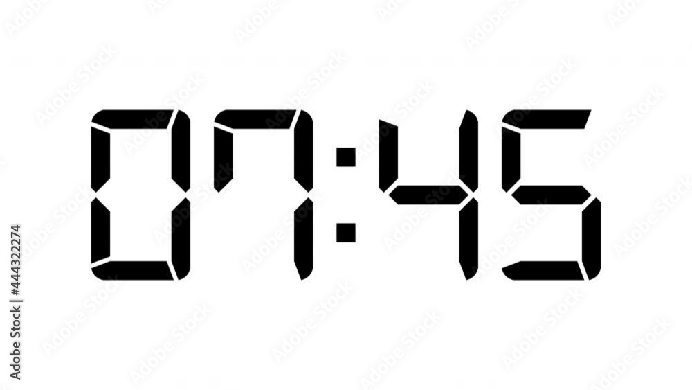 Poster digital clock or calculator numbers isolated on white background. typography pixel font