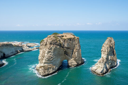 Piegon Rocks in Raouche, Beirut, Lebanon