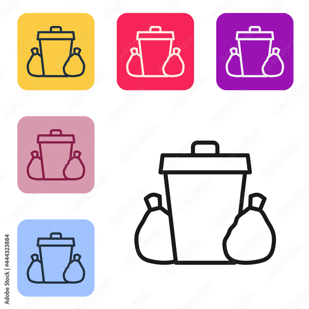 Poster black line trash can icon isolated on white background. garbage bin sign. recycle basket icon. offic