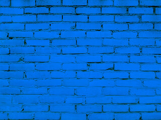 Brick blue wall background or texture.