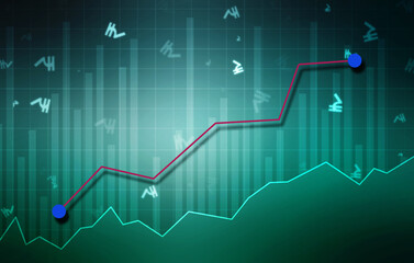 2d rendering Stock market online business concept. business Graph 
