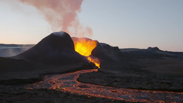 Lava Erupting From Fagradalsfjall Volcano In Reykjanes Peninsula, Iceland