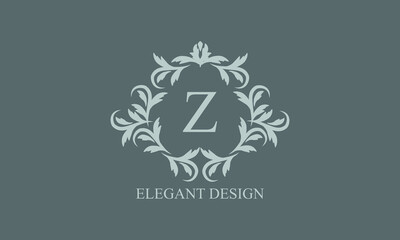 Exquisite monogram. Elegant emblem. Logo design with the letter Z. Graceful business sign template, identity for restaurant, royalty, boutique, cafe, hotel, heraldic, jewelry, fashion.