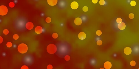 Light Orange vector backdrop with circles, stars.