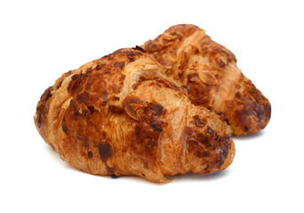 Fresh and tasty croissant over white background 