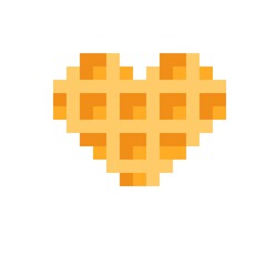Heart waffle pixel art. Vector illustration. Valentine's Day.