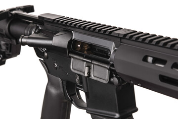 Modern automatic rifle isolated on black background. Weapons for police, special forces and the...