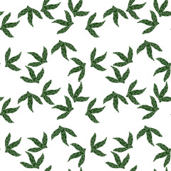 seamless pattern with green leaves. Print for fabric, wrapping paper. wallpaper, background. retro style. simple flat. vector eps 10