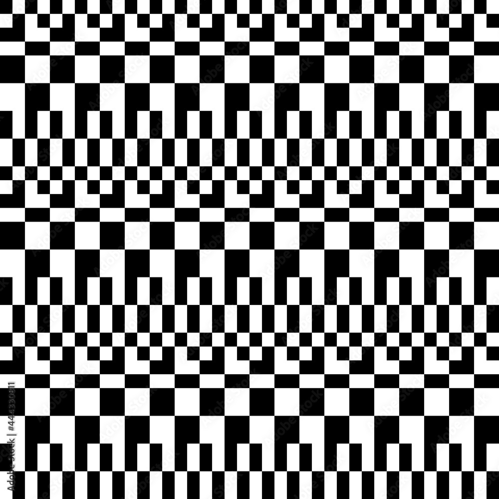 Aufkleber Checker pattern. Vector black and white squares and rectangles.
