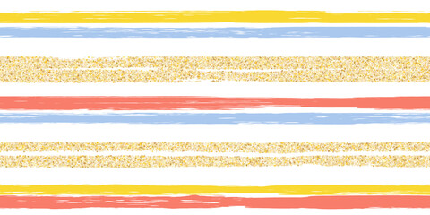 Lines brushstroke stripes summer seamless pattern.