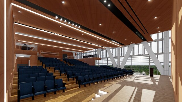 Auditorio con vista panor&aacute;mica de dos niveles