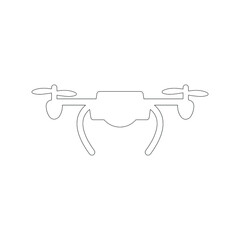 Quad copter flying air drone icon (Outline Vector illustration)