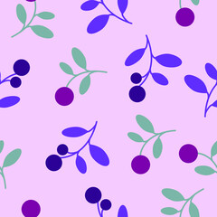 seamless pattern floral with berries. vector illustration