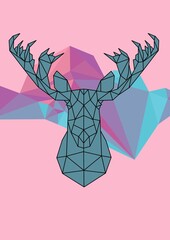 DEER HEAD LOW POLY BACKGROUND ANIMALS WILD NATURE 