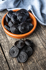Spiral from liquorice candy
