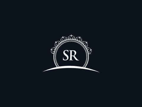 Luxury SR Letter, initial Black sr Logo Icon Vector For Hotel Heraldic Jewelry Fashion Royalty With Brand Identity and Print Template Image
