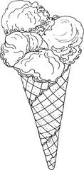  Sketch Ice cream cone  on white background. Vector illustration in doodle style
