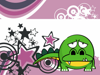 cute crocodile character cartoon expression background in vector format very easy to edit
