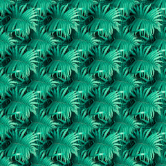 Naklejka na ściany i meble Seamless pattern green vintage style fern leaf. Good for design or print.